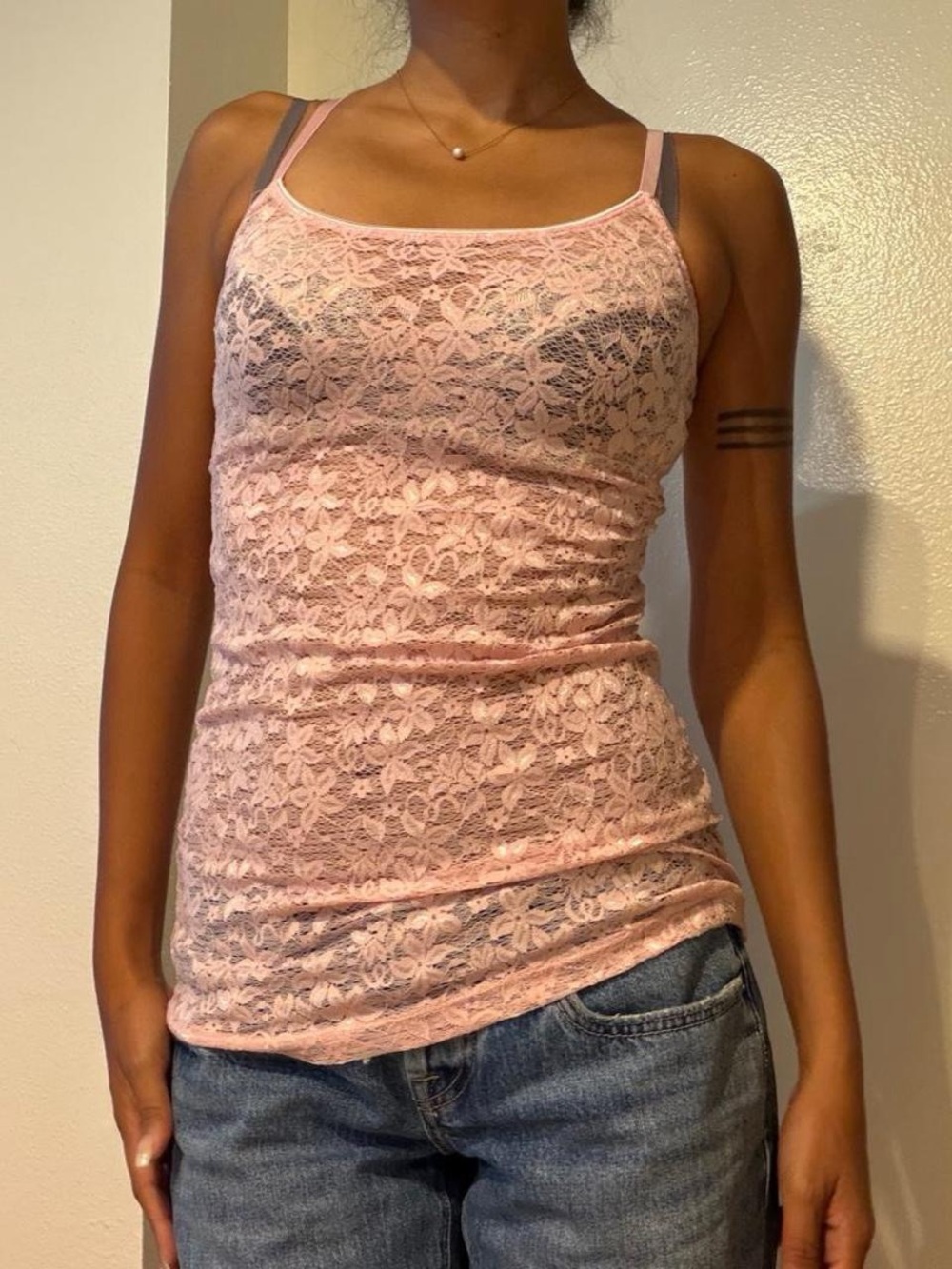 Y2K Coquette Charlotte Russe Pink Lace Cami
